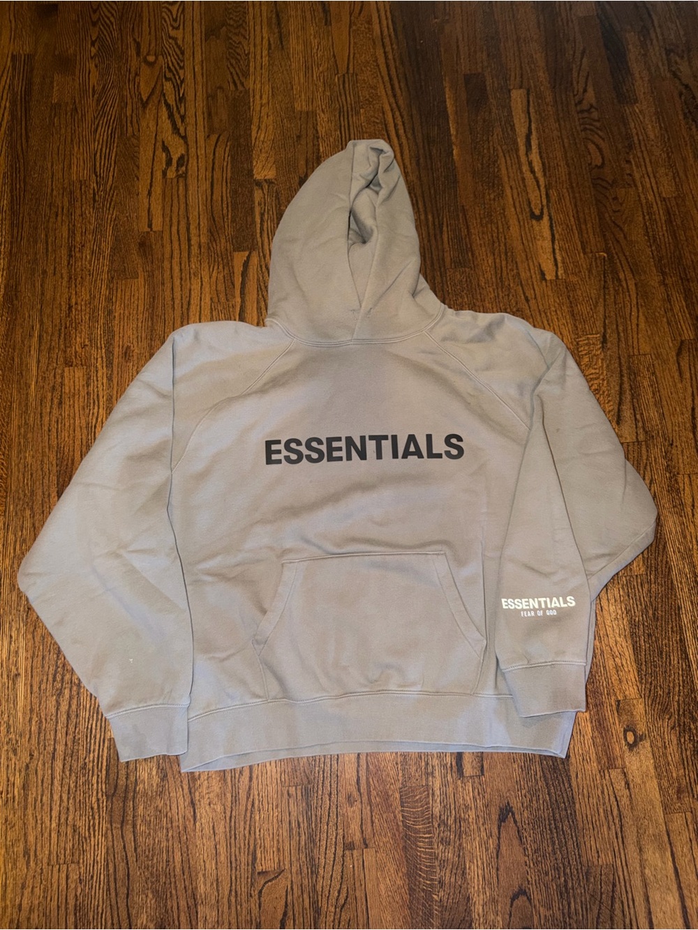 Fear of God Essentials Men's Gray Hoodie with Black Chest Logo